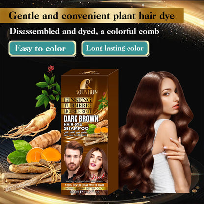 ROUSHUN Brown Hair Color Shampoo for Gray Hair Instant Hair Natural Long Lasting for Men and Women 14.2 Fl.Oz 420ml