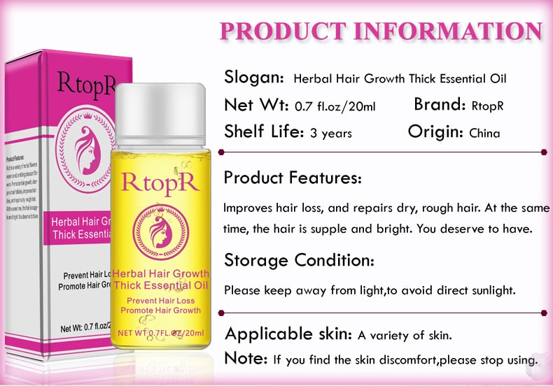 RTOPR Essential Oil Liquid for Rapid Hair Growth and Hair Loss Prevention 20ml