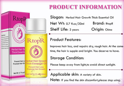 RTOPR Essential Oil Liquid for Rapid Hair Growth and Hair Loss Prevention 20ml