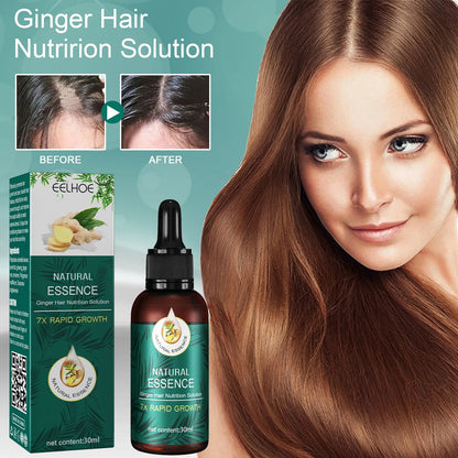 EELHOE Natural Essence Ginger Hair Care for Hair Loss - Restores Hair Follicles, Thicker Hair, 30ml - Buy 3, Pay for 2