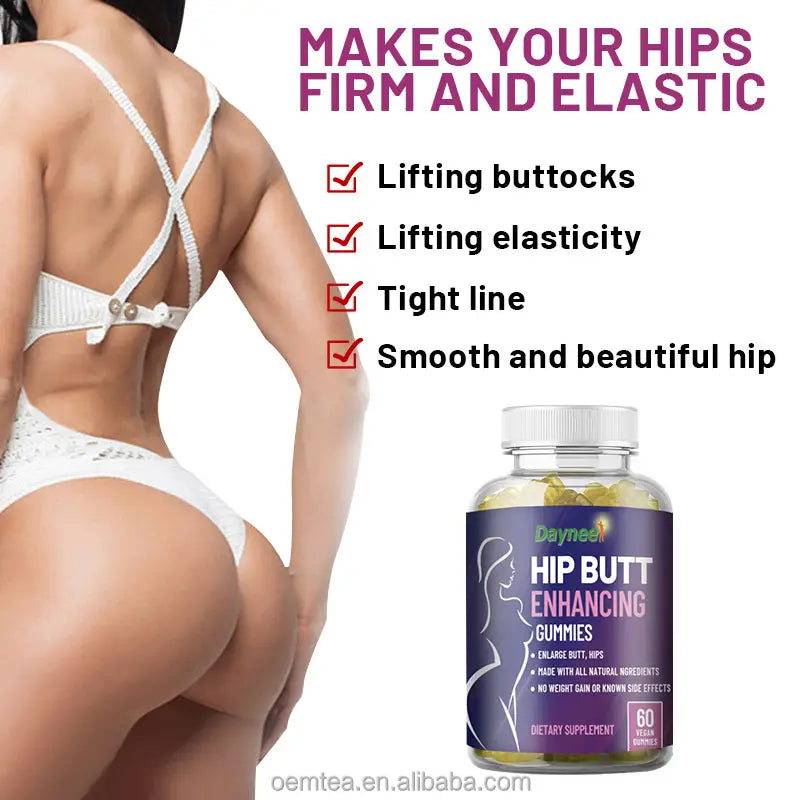 DAYNEE Hip & Butt Enhancing Gummies – Natural Hip & Breast Plumping, Lifting & Firming Vegan Supplement