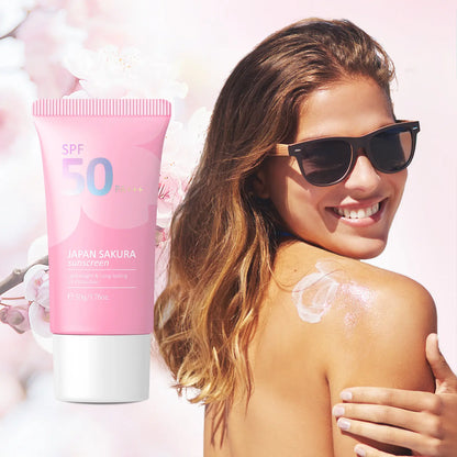 LAIKOU Japanese Sakura Cherry Blossom Moisturizing Whitening Sunscreen 50g, SPF: 50+ and PA+++ - Buy 3 Pay For 2