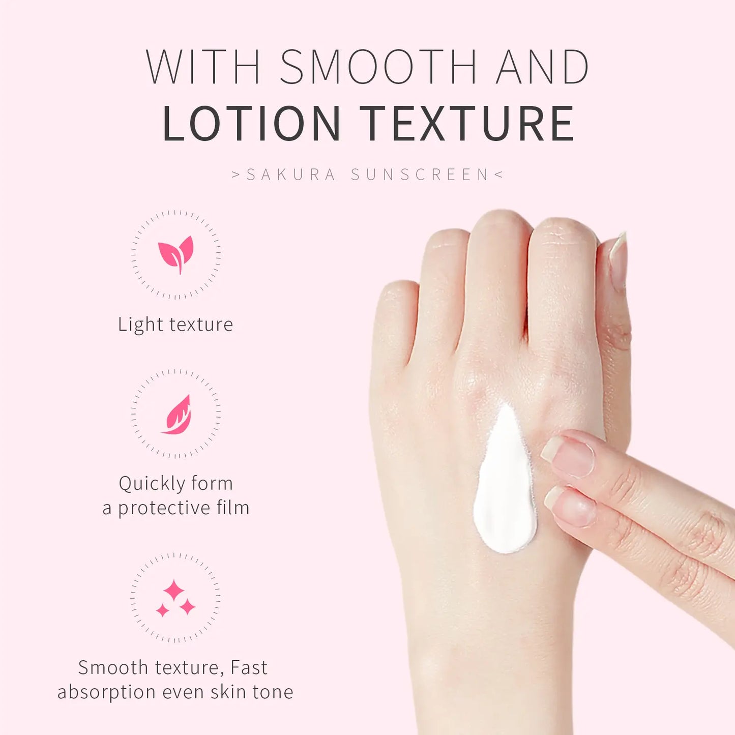 LAIKOU Japanese Sakura Cherry Blossom Moisturizing Whitening Sunscreen 50g, SPF: 50+ and PA+++ - Buy 3 Pay For 2