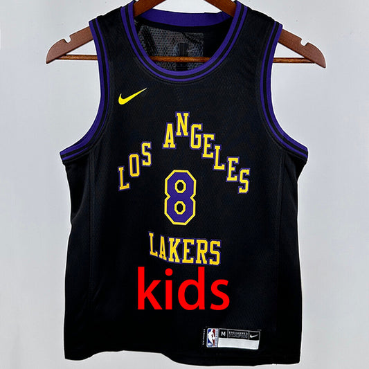 Lakers BRYANT #8 Black Kids City Edition NBA Jersey