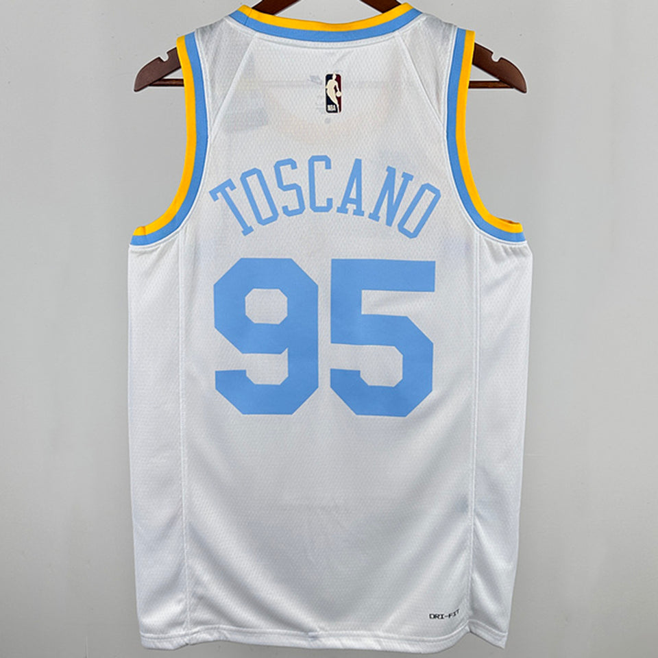 Camiseta retro de la NBA blanca TOSCANO #95 de los Lakers 2025 