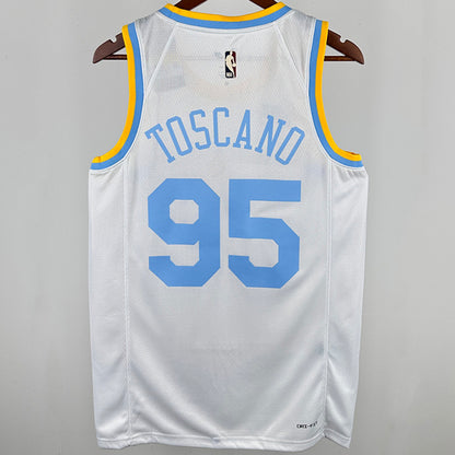 Camiseta retro de la NBA blanca TOSCANO #95 de los Lakers 2025 