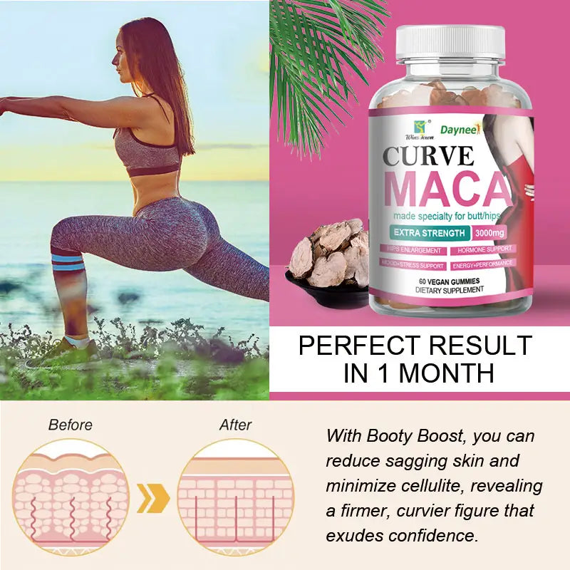 Curve Maca – Hip & Breast Enhancing & Firming Vegan Supplement – Specially Formulated for Hips/Butt