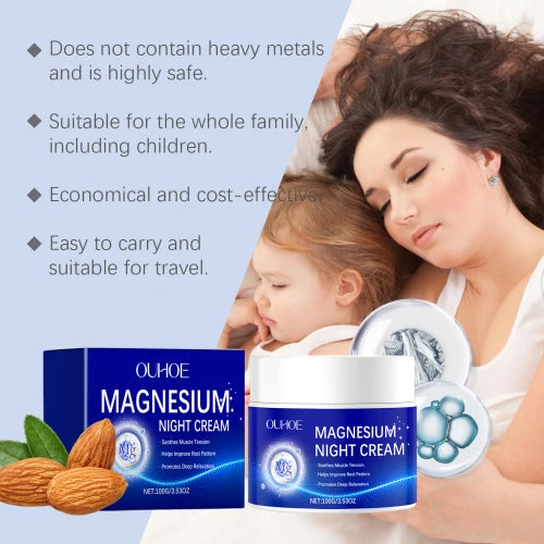OUHOE Magnesium Night Cream 100ml - Nourishes skin cells, promoting a healthier skin structure.