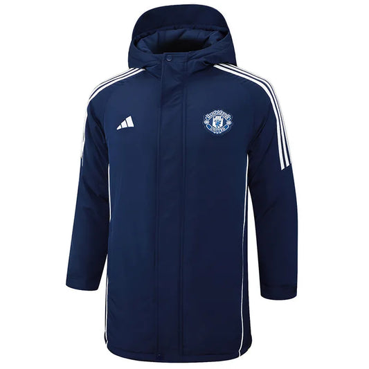 Man United Logo Hooded Windbreaker Fabric Cotton Coat