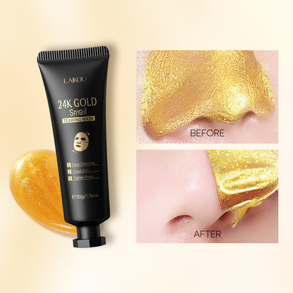 LAIKOU 24K Gold Snail Essence Peel-Off Mask – Anti-Aging, Anti-Wrinkle & Hydrating Facial Mask (50g)