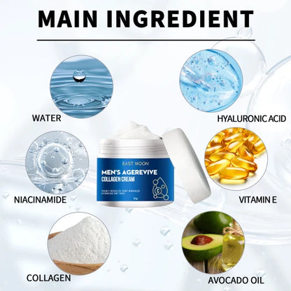 EAST MOON Men's AGEREVIVE Collagen Cream: Anti-Wrinkle, Firming & Hydrating Face Cream (30g)