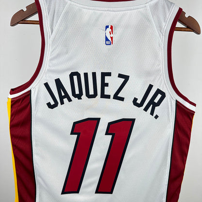 Miami Heat JAQUEZ JR. #11 White NBA Jerseys