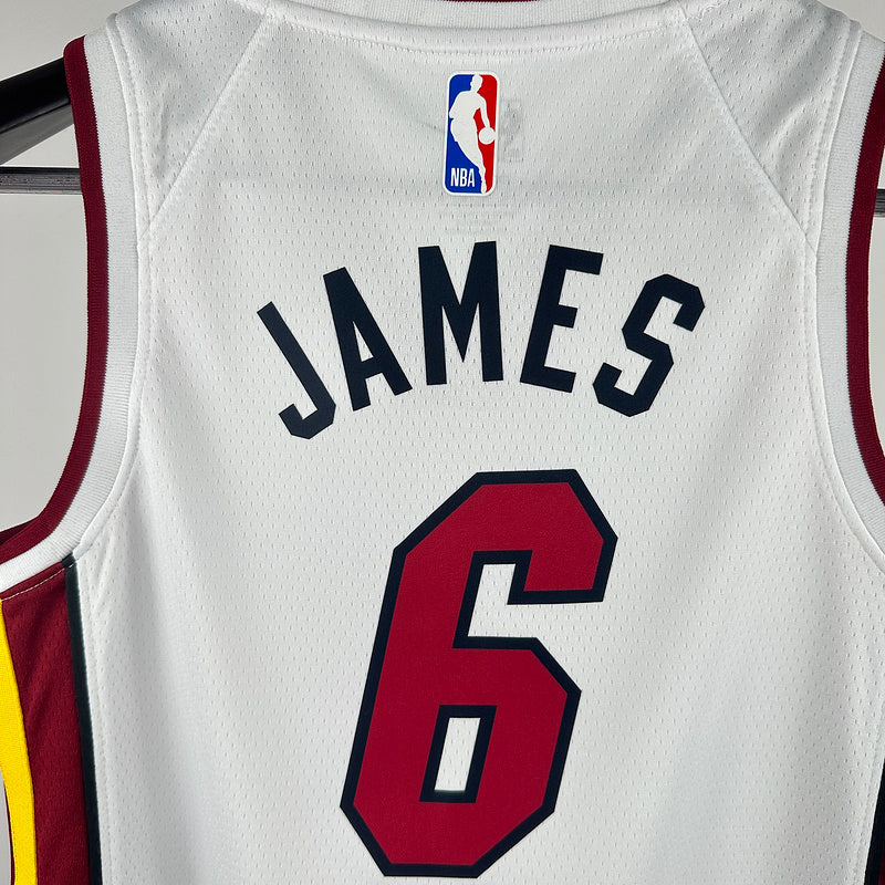 Miami Heat JAMES #6 White Kids NBA Jersey