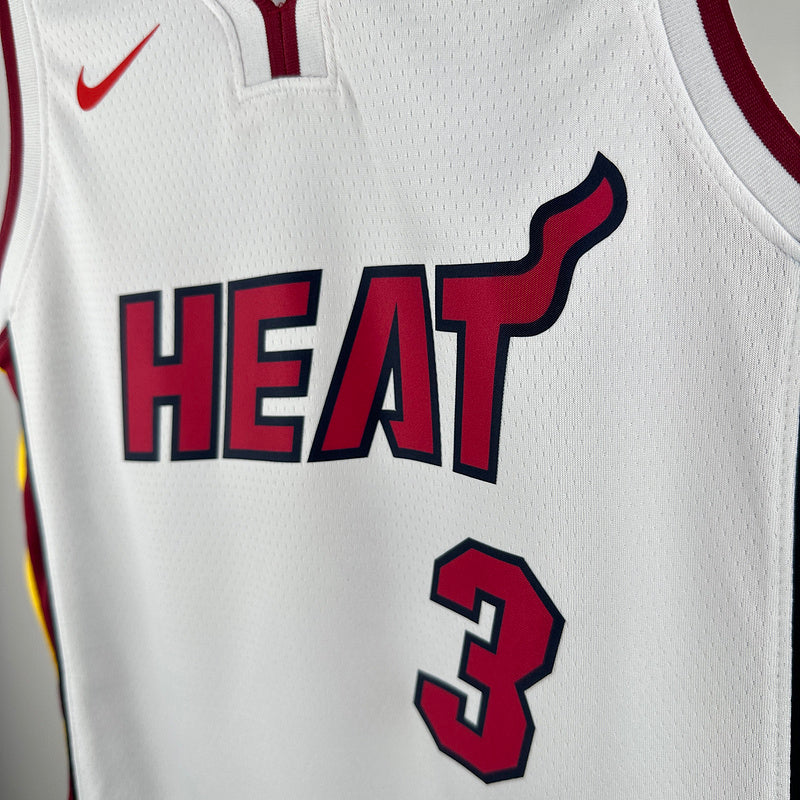 Miami Heat WADE #3 White Kids NBA Jersey