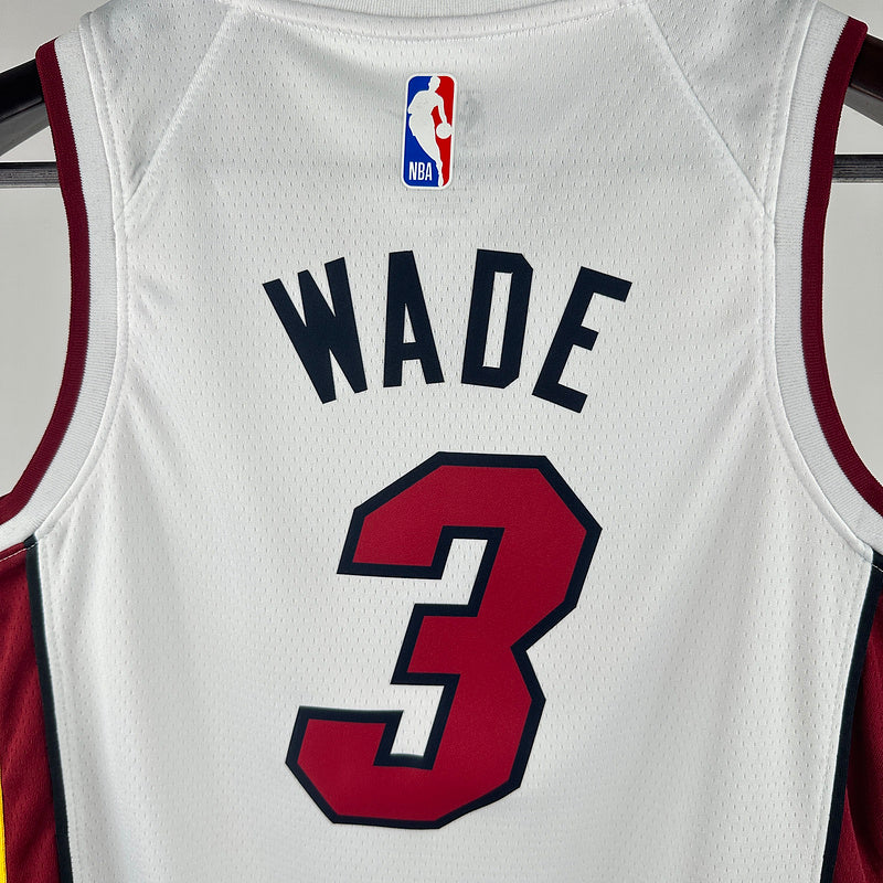 Miami Heat WADE #3 White Kids NBA Jersey