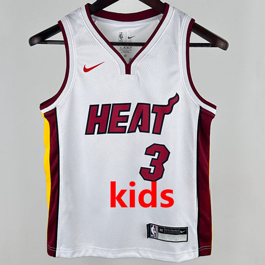 Miami Heat WADE #3 White Kids NBA Jersey