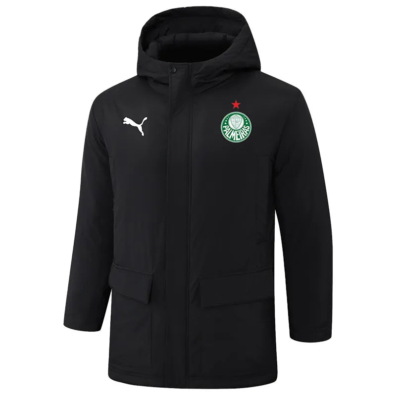 Palmeiras Logo Hooded Windbreaker Fabric Cotton Coat
