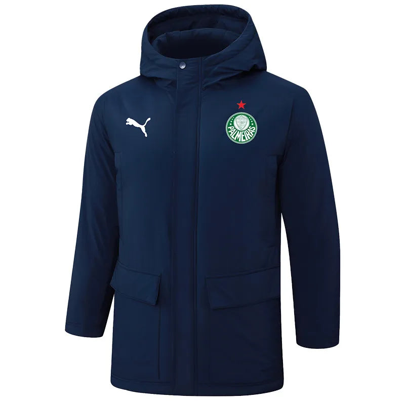 Palmeiras Logo Hooded Windbreaker Fabric Cotton Coat