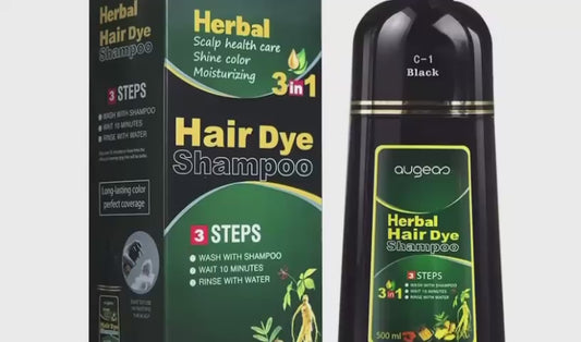 AUGEAU Herbal Hair Dye Shampoo (500ml) – Ammonia-Free, Vegan, Easy Coloring & Nourishing