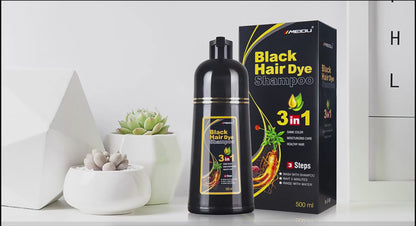 MEIDU 3-in-1 White To Black Hair Dye Shampoo – Natural Herbal Black Hair Color & Conditioner
