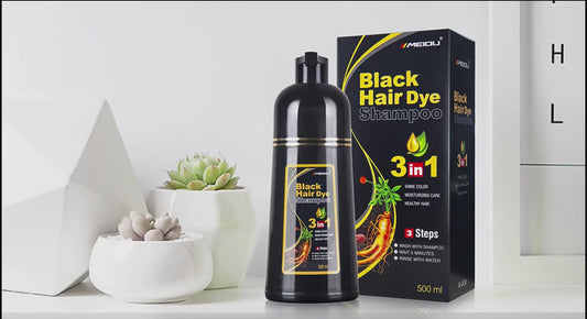 MEIDU 3-in-1 White To Black Hair Dye Shampoo – Natural Herbal Black Hair Color & Conditioner