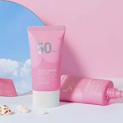 LAIKOU Japanese Sakura Cherry Blossom Moisturizing Whitening Sunscreen 50g, SPF: 50+ and PA+++ - Buy 3 Pay For 2