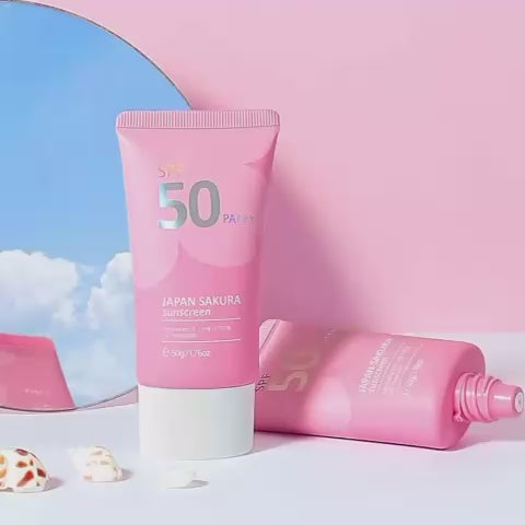 LAIKOU Japanese Sakura Cherry Blossom Moisturizing Whitening Sunscreen 50g, SPF: 50+ and PA+++ - Buy 3 Pay For 2