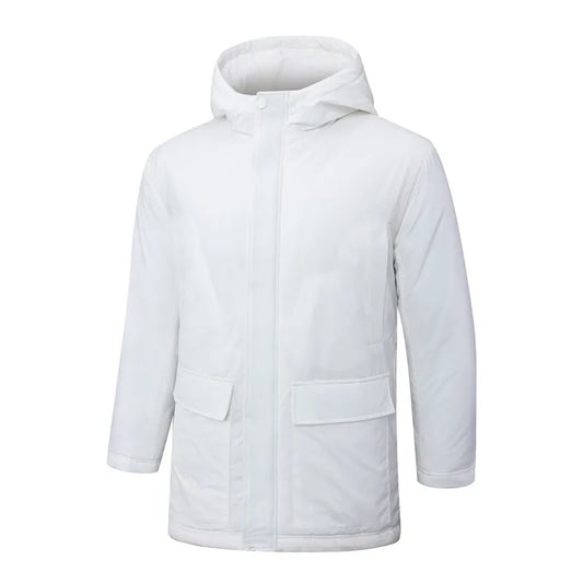 No Logo Hooded Windbreaker Fabric Cotton Coat