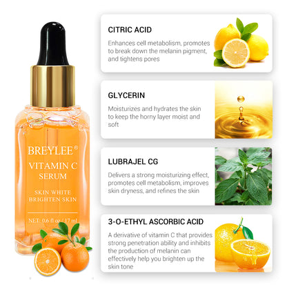 BREYLEE Vitamin C Brightening Face Serum – Dark Spot Remover & Whitening (15ml)- Buy More Pay Less