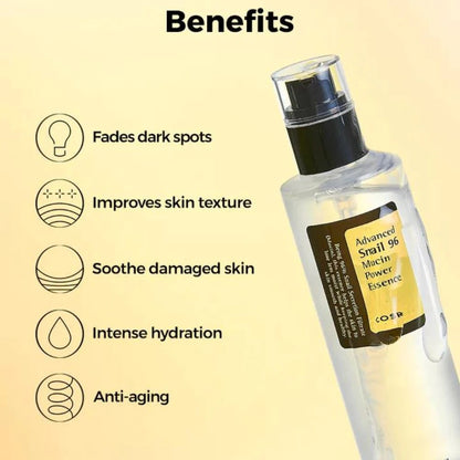COSRX Snail Mucin 96 Essence – Korean Skincare Serum for Anti-Aging, Repair & Hydration (100ml)- Buy 3, Pay For 2
