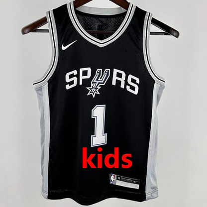 San Antonio Spurs WEMBANYAMA # 1 Black Kids NBA Jersey