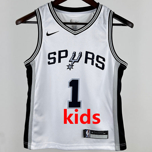San Antonio Spurs WEMBANYAMA # 1 White Kids NBA Jersey