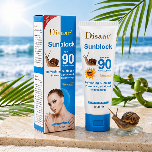 DISAAR Sunscreen Moisturizer for Sensitive Skin, Antioxidant, Snail and Ostrich Extract SPF 90+ Anti-UV - 100g - Buy 3 Pay 2
