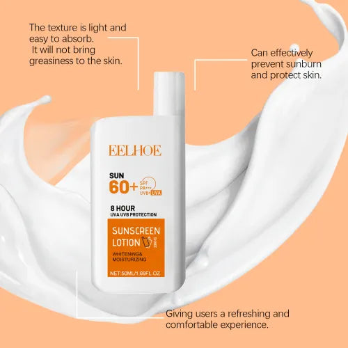 EELHOE Sunscreen Lotion SPF 60+ PA+++ - Refreshing Sunscreen Moisturizing Breathable Facial