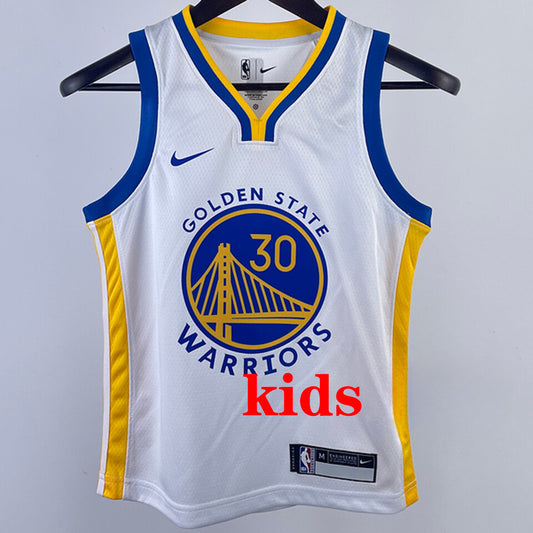 Golden State Warriors CURRY #30 White Kids NBA Jersey